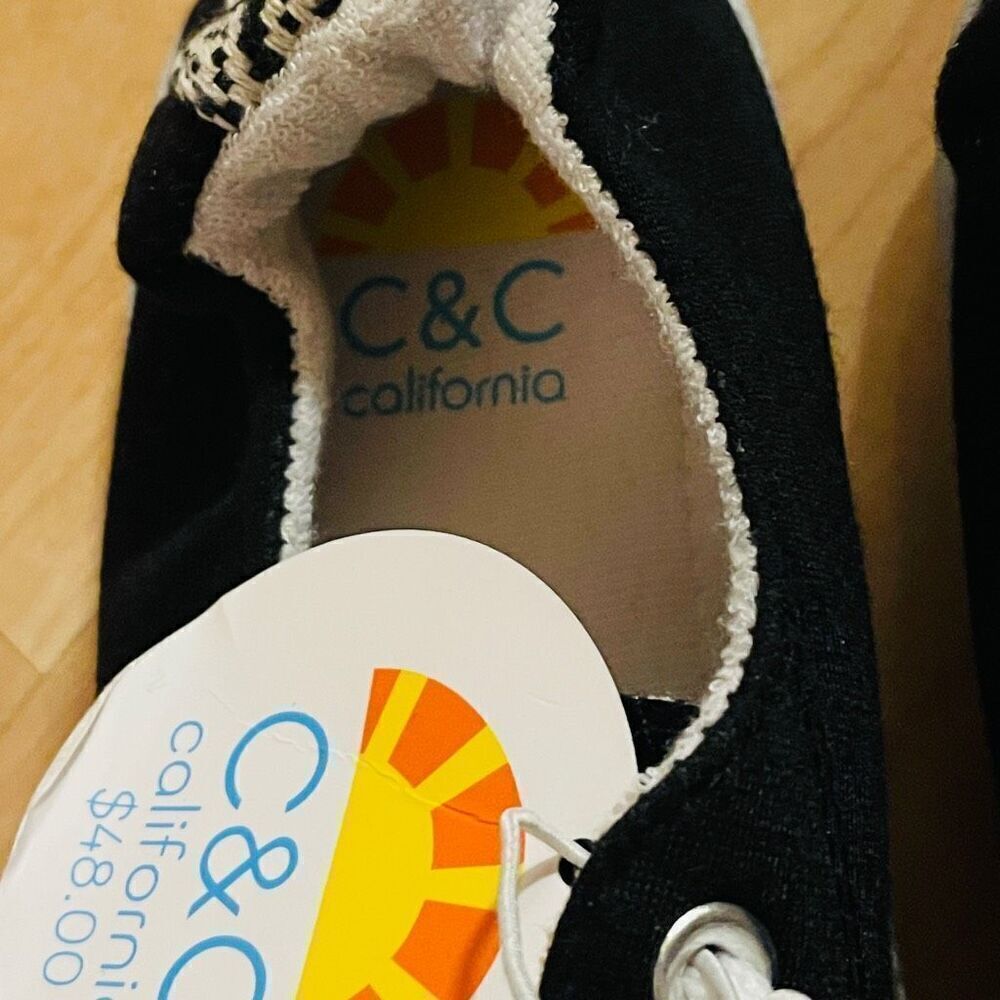 NWT C&C California 9 Gorgeous Scrunch Back Black Sneaker Slip-Ons No Tie Shoes - Picture 2 of 12